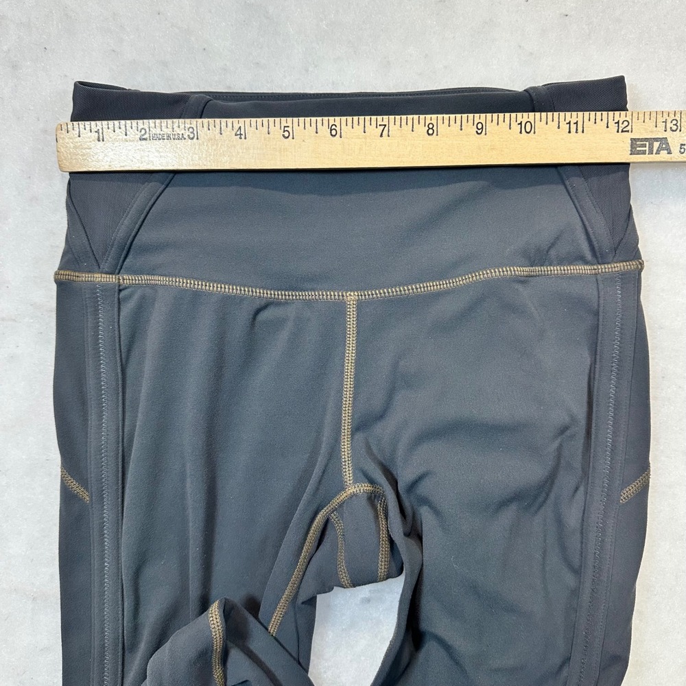 Athleta High Rise Mesh Ladder Cutout Leggings Gray Gold Stitch XS 869241-04 FA17 - Picture 4 of 11